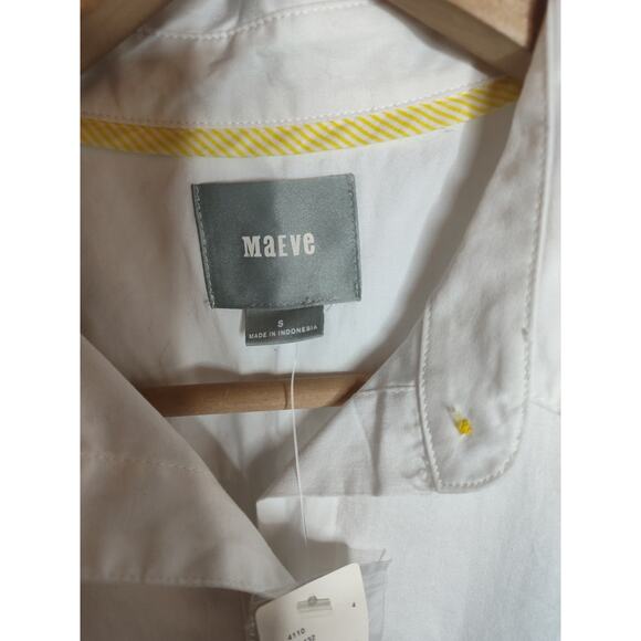 Maeve Anthropologie NWT Ruffle Open-Shoulder Poplin Blouse S - Picture 3 of 9